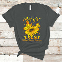 Childhood Cancer Awareness T Shirt I Wear Gold For My Son Sunflower - Wonder Print Shop