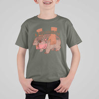 Baby Hippo Moo Deng T Shirt For Kid Bouncy Pig in Thai Picture The Cute Pygmy Hippopotamus - Wonder Print Shop