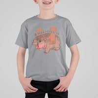 Baby Hippo Moo Deng T Shirt For Kid Bouncy Pig in Thai Picture The Cute Pygmy Hippopotamus - Wonder Print Shop