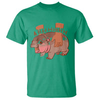Baby Hippo Moo Deng T Shirt Bouncy Pig in Thai Picture The Cute Pygmy Hippopotamus - Wonder Print Shop