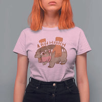 Baby Hippo Moo Deng T Shirt For Women Bouncy Pig in Thai Picture The Cute Pygmy Hippopotamus - Wonder Print Shop