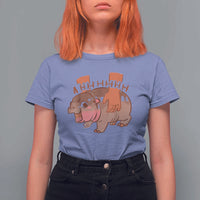 Baby Hippo Moo Deng T Shirt For Women Bouncy Pig in Thai Picture The Cute Pygmy Hippopotamus - Wonder Print Shop