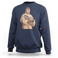 Jesus Loves Moo Deng Sweatshirt Bouncy Pig Cute Pygmy Hippo Meme - Wonder Print Shop