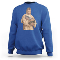 Jesus Loves Moo Deng Sweatshirt Bouncy Pig Cute Pygmy Hippo Meme - Wonder Print Shop