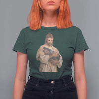 Jesus Loves Moo Deng T Shirt For Women Bouncy Pig Cute Pygmy Hippo Meme - Wonder Print Shop