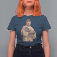 Jesus Loves Moo Deng T Shirt For Women Bouncy Pig Cute Pygmy Hippo Meme - Wonder Print Shop
