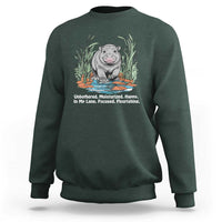 Baby Hippo Moo Deng Sweatshirt Unbothered Bouncy Pig Meme Cute Viral - Wonder Print Shop