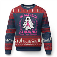Breast Cancer Awareness Ugly Christmas Sweater In October We Wear Pink - Wonder Print Shop