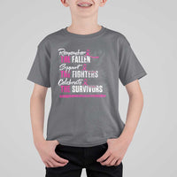 Breast Cancer Awareness T Shirt For Kid Remember The Fallen Support The Fighters - Wonder Print Shop