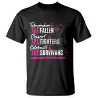 Breast Cancer Awareness T Shirt Remember The Fallen Support The Fighters - Wonder Print Shop