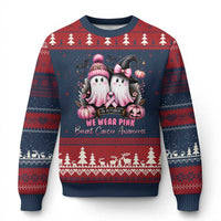 Breast Cancer Awareness Witch Ugly Christmas Sweater In October We Wear Pink Ghost Witch - Wonder Print Shop