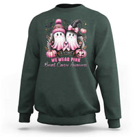 Breast Cancer Awareness Witch Sweatshirt In October We Wear Pink Ghost Witch - Wonder Print Shop