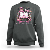 Breast Cancer Awareness Witch Sweatshirt In October We Wear Pink Ghost Witch - Wonder Print Shop