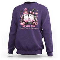 Breast Cancer Awareness Witch Sweatshirt In October We Wear Pink Ghost Witch - Wonder Print Shop