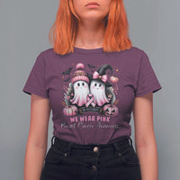 Breast Cancer Awareness Witch T Shirt For Women In October We Wear Pink Ghost Witch - Wonder Print Shop