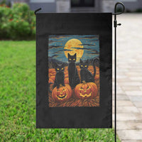 Black Cat Halloween Garden Flag Starry Night Van Gogh Inspo - Wonder Print Shop