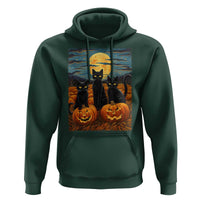 Black Cat Halloween Hoodie Starry Night Van Gogh Inspo