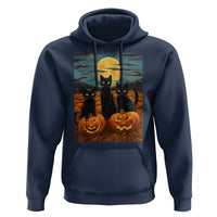 Black Cat Halloween Hoodie Starry Night Van Gogh Inspo