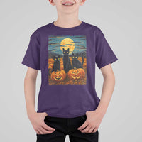 Black Cat Halloween T Shirt For Kid Starry Night Van Gogh Inspo - Wonder Print Shop