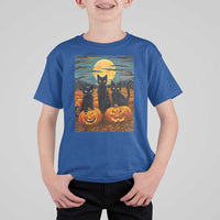 Black Cat Halloween T Shirt For Kid Starry Night Van Gogh Inspo - Wonder Print Shop