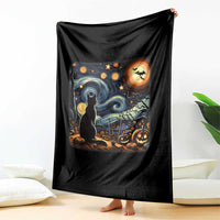Black Cat Halloween Throw Blanket Starry Night Lover Van Gogh Inspo - Wonder Print Shop