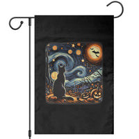 Black Cat Halloween Garden Flag Starry Night Lover Van Gogh Inspo - Wonder Print Shop