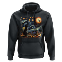 Black Cat Halloween Hoodie Starry Night Lover Van Gogh Inspo