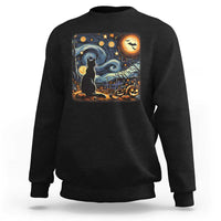 Black Cat Halloween Sweatshirt Starry Night Lover Van Gogh Inspo - Wonder Print Shop