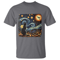 Black Cat Halloween T Shirt Starry Night Lover Van Gogh Inspo - Wonder Print Shop