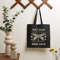 Stay Wild Moon Child Celestial Aesthetic Dragonfly Mystical Moon Phrases Tote Bag, Dragonfly Tote Bag, Boho Gift for Women Tote Bag - Wonder Print Shop