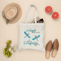 Angels Are Near When Dragonflies Appear Heavenly Nostalgic Spiritual Tote Bag, Dragonfly Tote Bag, Gift for Women Tote Bag - Wonder Print Shop