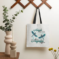 Angels Are Near When Dragonflies Appear Heavenly Nostalgic Spiritual Tote Bag, Dragonfly Tote Bag, Gift for Women Tote Bag - Wonder Print Shop