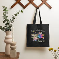 Whisper Words Of Wisdom Let It Be Floral Dragonflies Flowers Tote Bag, Dragonfly Tote Bag, Boho Gift for Women, Dragonfly Lover Tote Bag - Wonder Print Shop
