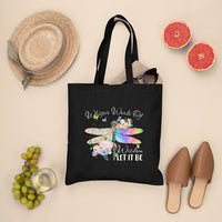 Whisper Words Of Wisdom Let It Be Floral Dragonflies Flowers Tote Bag, Dragonfly Tote Bag, Boho Gift for Women, Dragonfly Lover Tote Bag - Wonder Print Shop