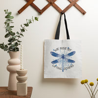 Dragonfly Lover We Rise By Lifting Others Inspirational Tote Bag, Dragonfly Tote Bag, Gift for Women, Dragonfly Lover Tote Bag - Wonder Print Shop