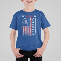 No Kings In America T Shirt For Kid Retro Freedom American Betsy Ross Flag
