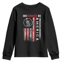 No Kings In America Youth Sweatshirt Retro Freedom American Betsy Ross Flag