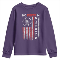 No Kings In America Youth Sweatshirt Retro Freedom American Betsy Ross Flag