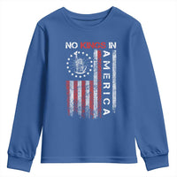No Kings In America Youth Sweatshirt Retro Freedom American Betsy Ross Flag