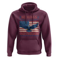 No Kings Only Freedom Hoodie American Flag Bald Eagle Retro Vintage