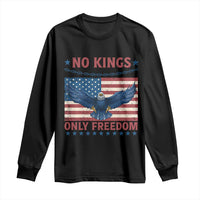 No Kings Only Freedom Long Sleeve Shirt American Flag Bald Eagle Retro Vintage