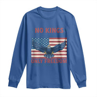 No Kings Only Freedom Long Sleeve Shirt American Flag Bald Eagle Retro Vintage