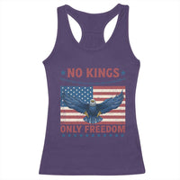 No Kings Only Freedom Racerback Tank Top American Flag Bald Eagle Retro Vintage