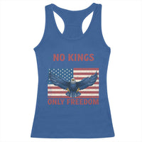 No Kings Only Freedom Racerback Tank Top American Flag Bald Eagle Retro Vintage