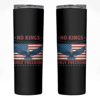 No Kings Only Freedom Skinny Tumbler American Flag Bald Eagle Retro Vintage