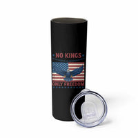 No Kings Only Freedom Skinny Tumbler American Flag Bald Eagle Retro Vintage
