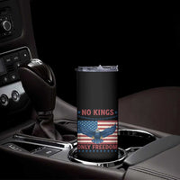 No Kings Only Freedom Skinny Tumbler American Flag Bald Eagle Retro Vintage