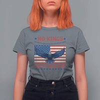 No Kings Only Freedom T Shirt For Women American Flag Bald Eagle Retro Vintage