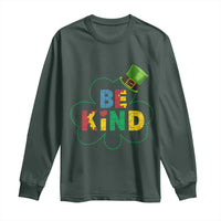 Lucky Shamrock Be Kind Long Sleeve Shirt Autism Leprechaun St Patricks Day