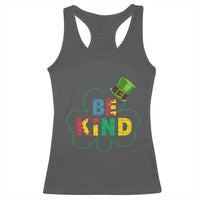 Lucky Shamrock Be Kind Racerback Tank Top Autism Leprechaun St Patricks Day